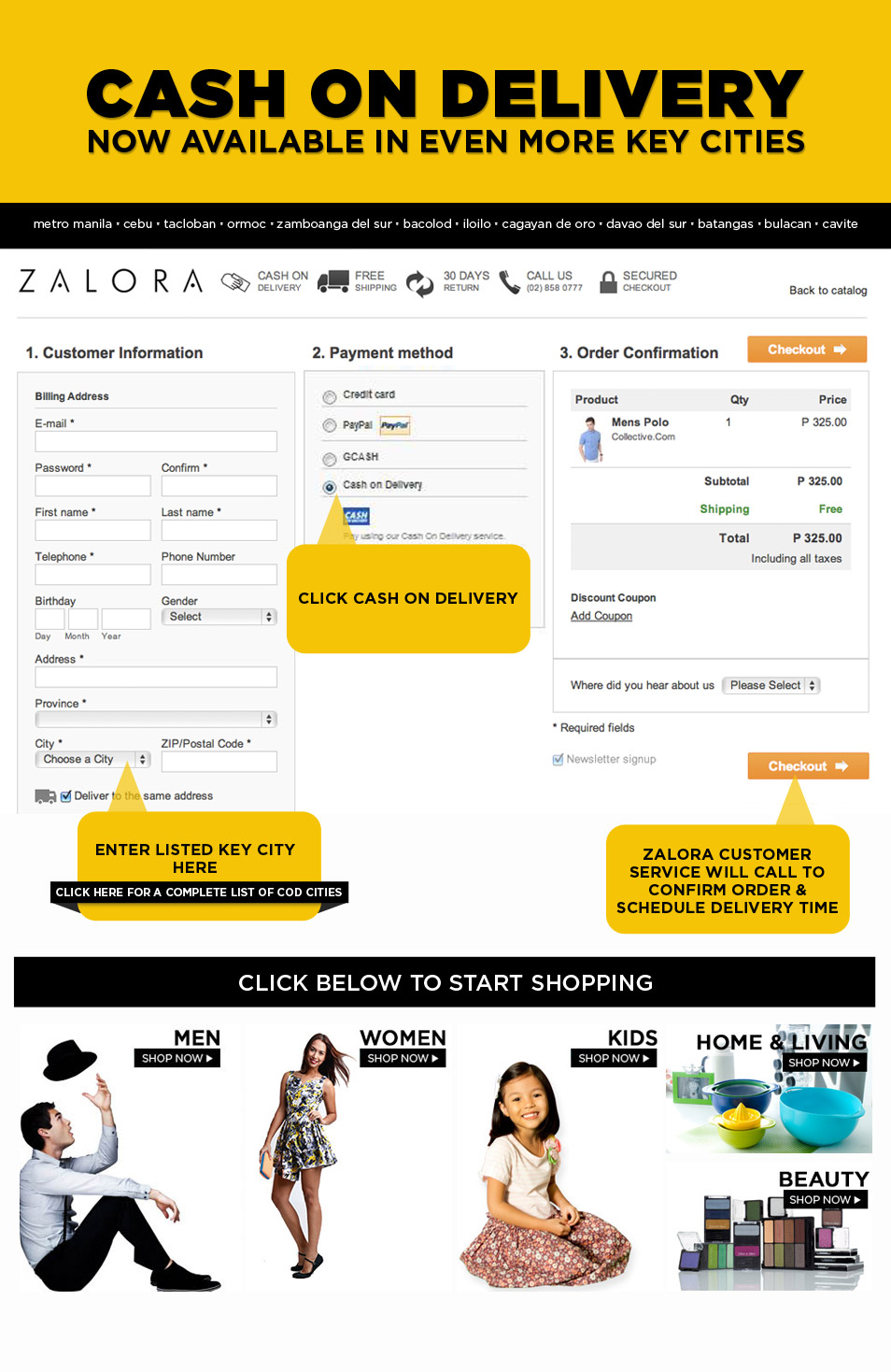 CASH ON DELIVERY at ZALORA Philippines - Now available in key cities!