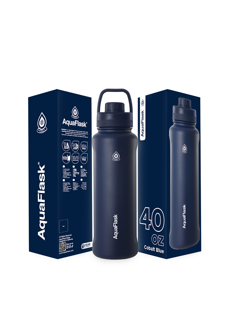Aquaflask 40oz Cobalt Blue New Sports Lid Bottle Wide Mouth Vacuum Insulated Stainless Steel Drinking Water Bottle