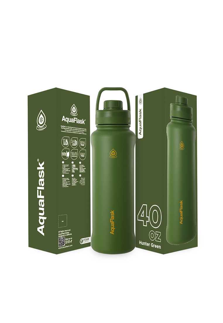 Aquaflask 40oz Hunter Green New Sports Lid Bottle Wide Mouth Vacuum Insulated Stainless Steel Drinking Water Bottle