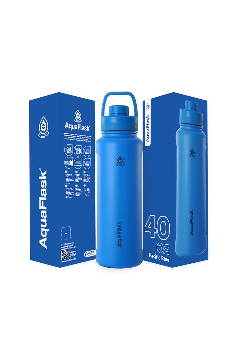 Aquaflask 40oz Pacific Blue New Sports Lid Bottle Wide Mouth Vacuum Insulated Stainless Steel Drinking Water Bottle