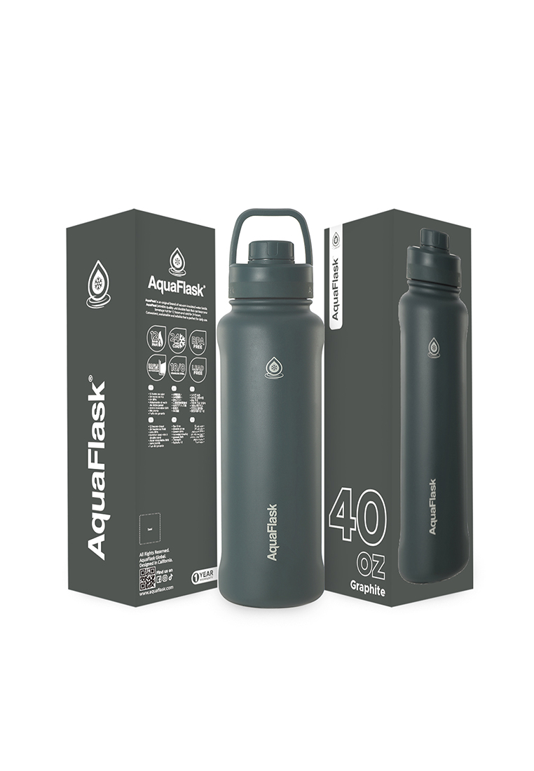 Aquaflask 40oz Graphite New Sports Lid Bottle Wide Mouth Vacuum Insulated Stainless Steel Drinking Water Bottle