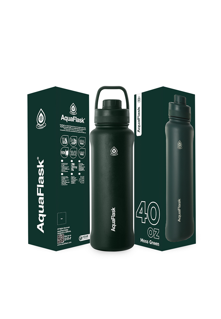Aquaflask 40oz Moss Green New Sports Lid Bottle Wide Mouth Vacuum Insulated Stainless Steel Drinking Water Bottle
