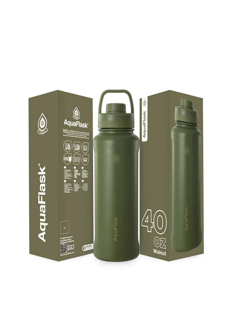 Aquaflask 40oz Walnut New Sports Lid Bottle Wide Mouth Vacuum Insulated Stainless Steel Drinking Water Bottle