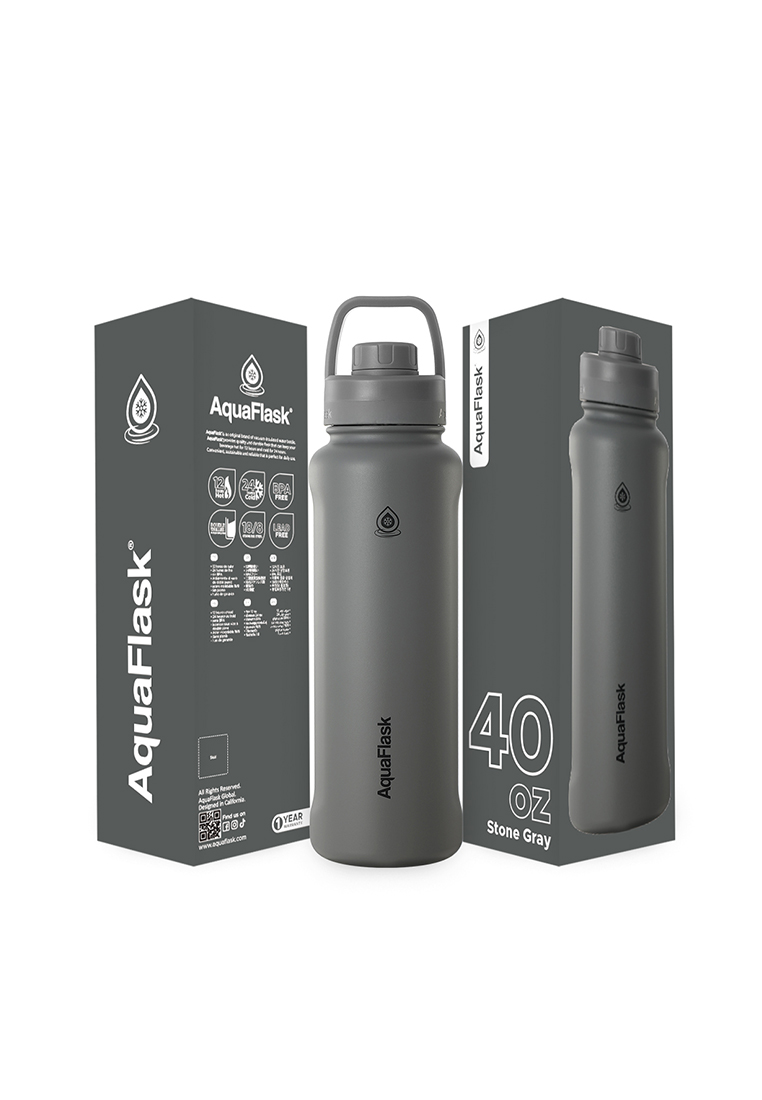 Aquaflask 40oz Stone Gray New Sports Lid Bottle Wide Mouth Vacuum Insulated Stainless Steel Drinking Water Bottle
