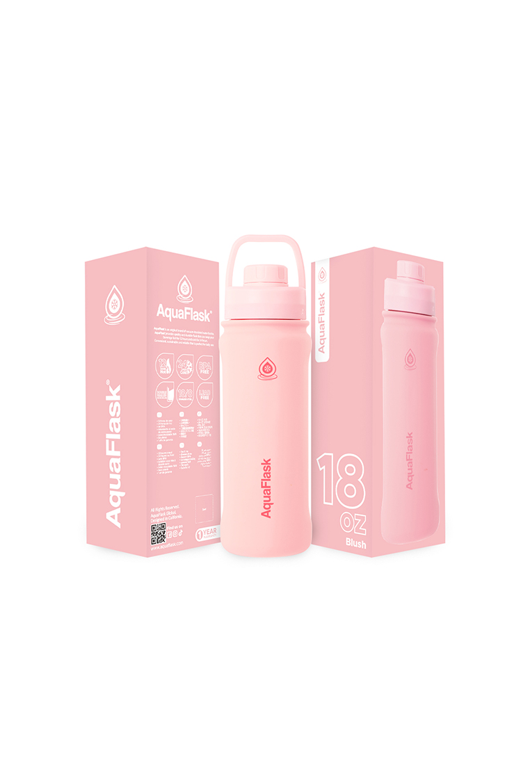 Aquaflask 18oz Blush New Sports Lid Bottle Wide Mouth Vacuum Insulated Stainless Steel Drinking Water Bottle