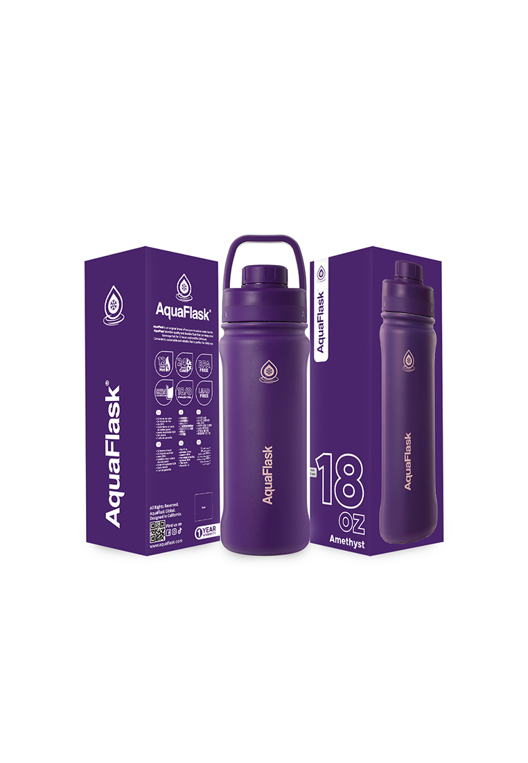 Aquaflask 18oz Amethyst New Sports Lid Bottle Wide Mouth Vacuum Insulated Stainless Steel Drinking Water Bottle