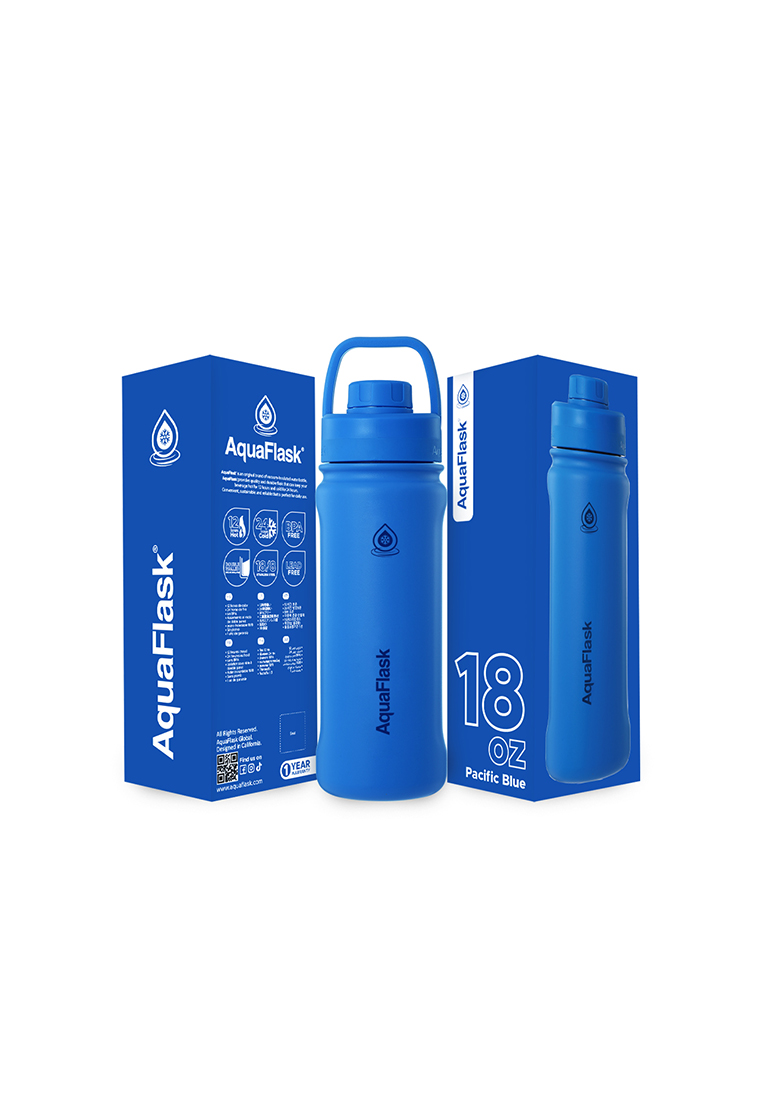 Aquaflask 18oz Pacific Blue New Sports Lid Bottle Wide Mouth Vacuum Insulated Stainless Steel Drinking Water Bottle