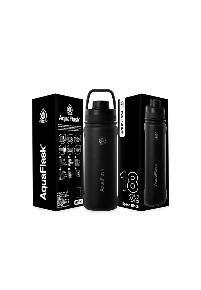 Aquaflask 18oz Space Black New Sports Lid Bottle Wide Mouth Vacuum Insulated Stainless Steel Drinking Water Bottle