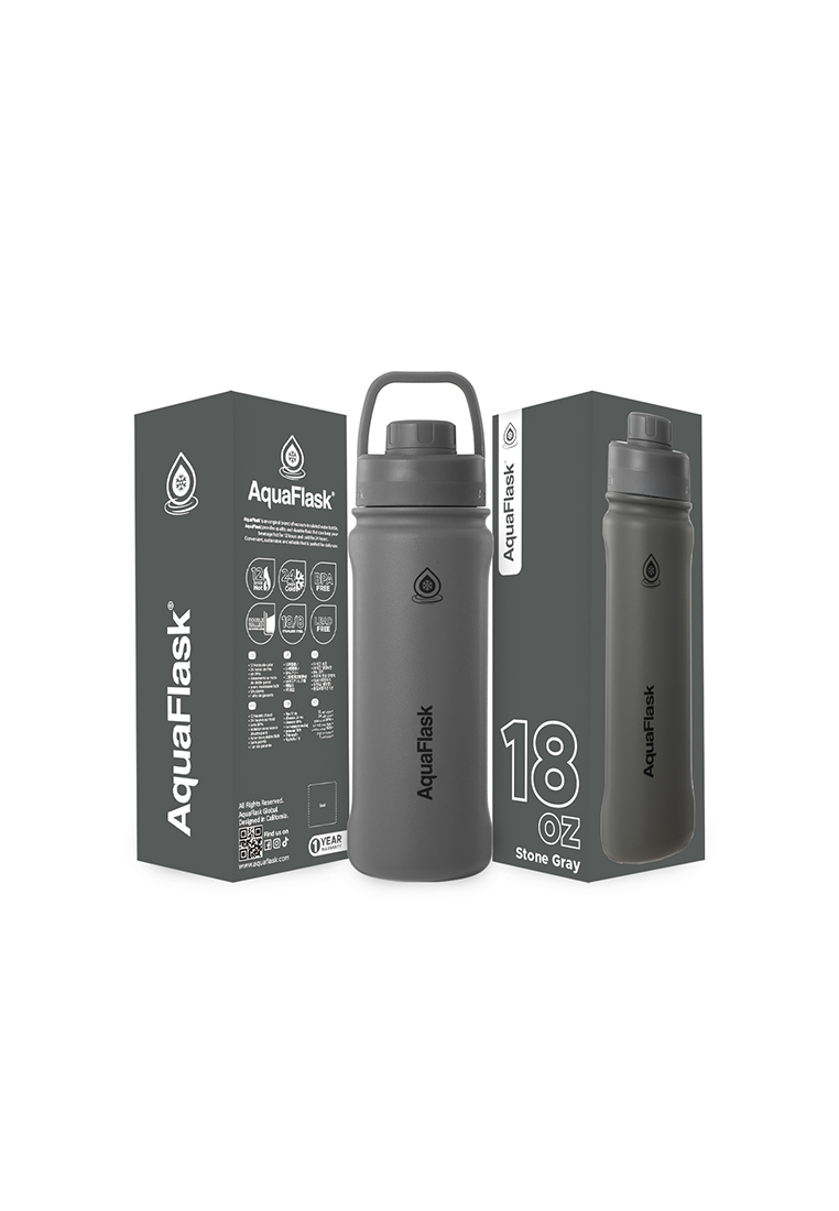 Aquaflask 18oz Stone Gray New Sports Lid Bottle Wide Mouth Vacuum Insulated Stainless Steel Drinking Water Bottle