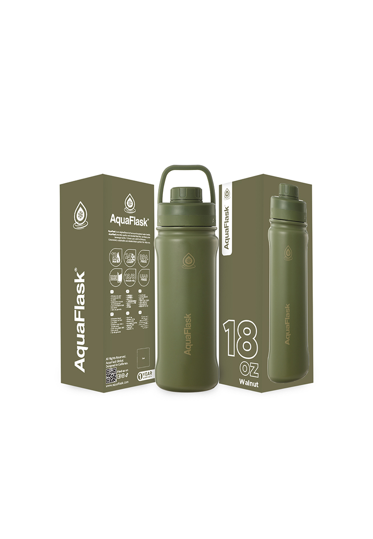 Aquaflask 18oz Walnut New Sports Lid Bottle Wide Mouth Vacuum Insulated Stainless Steel Drinking Water Bottle