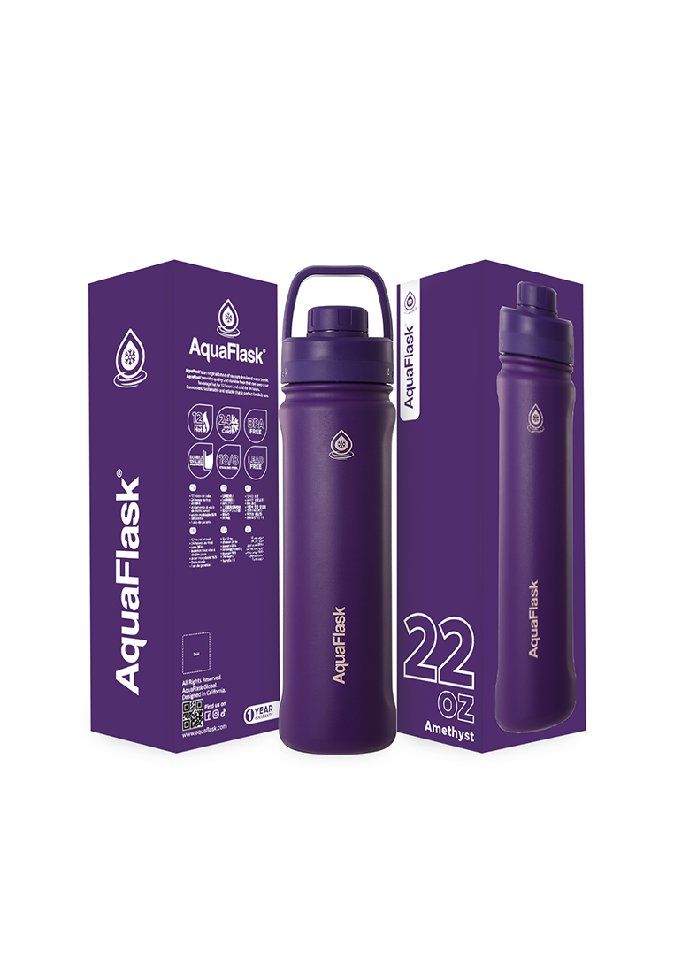 Aquaflask 22oz Amethyst New Sports Lid Bottle Wide Mouth Vacuum Insulated Stainless Steel Drinking Water Bottle