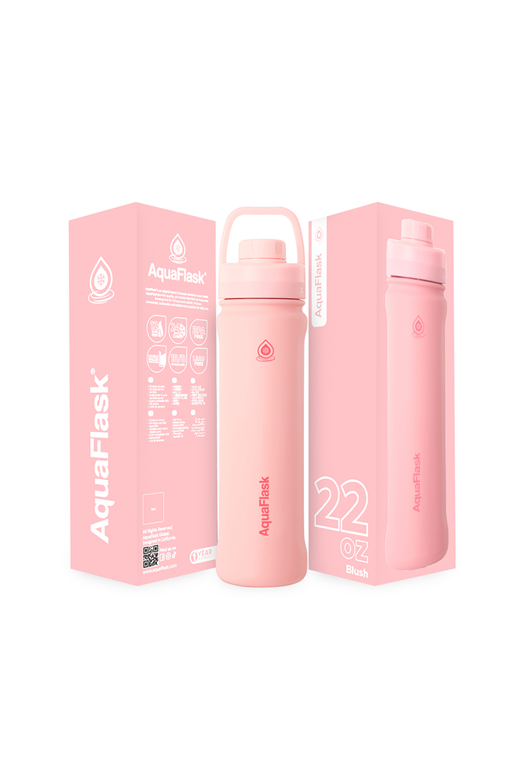 Aquaflask 22oz Blush New Sports Lid Bottle Wide Mouth Vacuum Insulated Stainless Steel Drinking Water Bottle