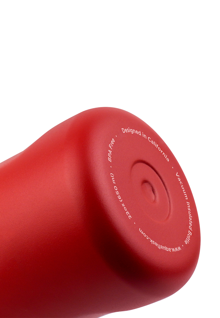 Aquaflask 22oz Cherry Red New Sports Lid Bottle Wide Mouth Vacuum Insulated Stainless Steel Drinking Water Bottle