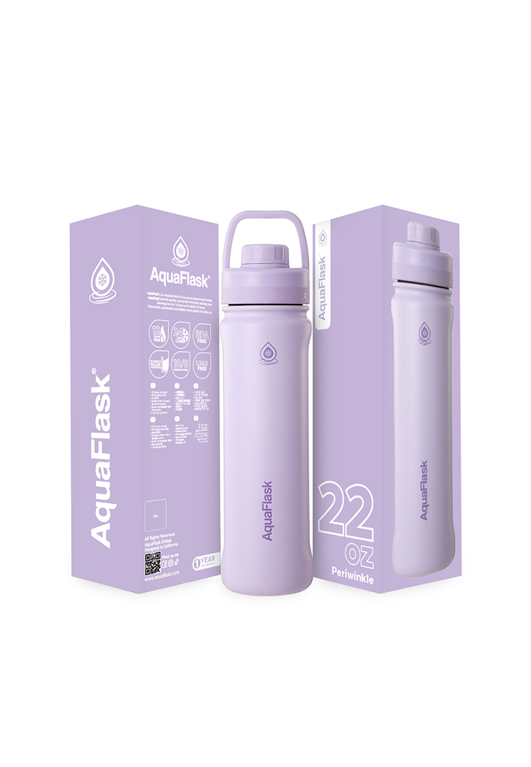 Aquaflask 22oz Periwinkle New Sports Lid Bottle Wide Mouth Vacuum Insulated Stainless Steel Drinking Water Bottle
