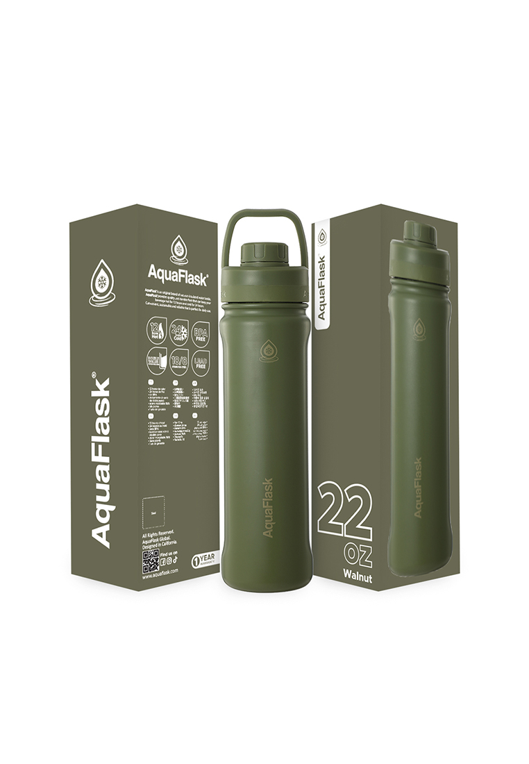 Aquaflask 22oz Walnut New Sports Lid Bottle Wide Mouth Vacuum Insulated Stainless Steel Drinking Water Bottle