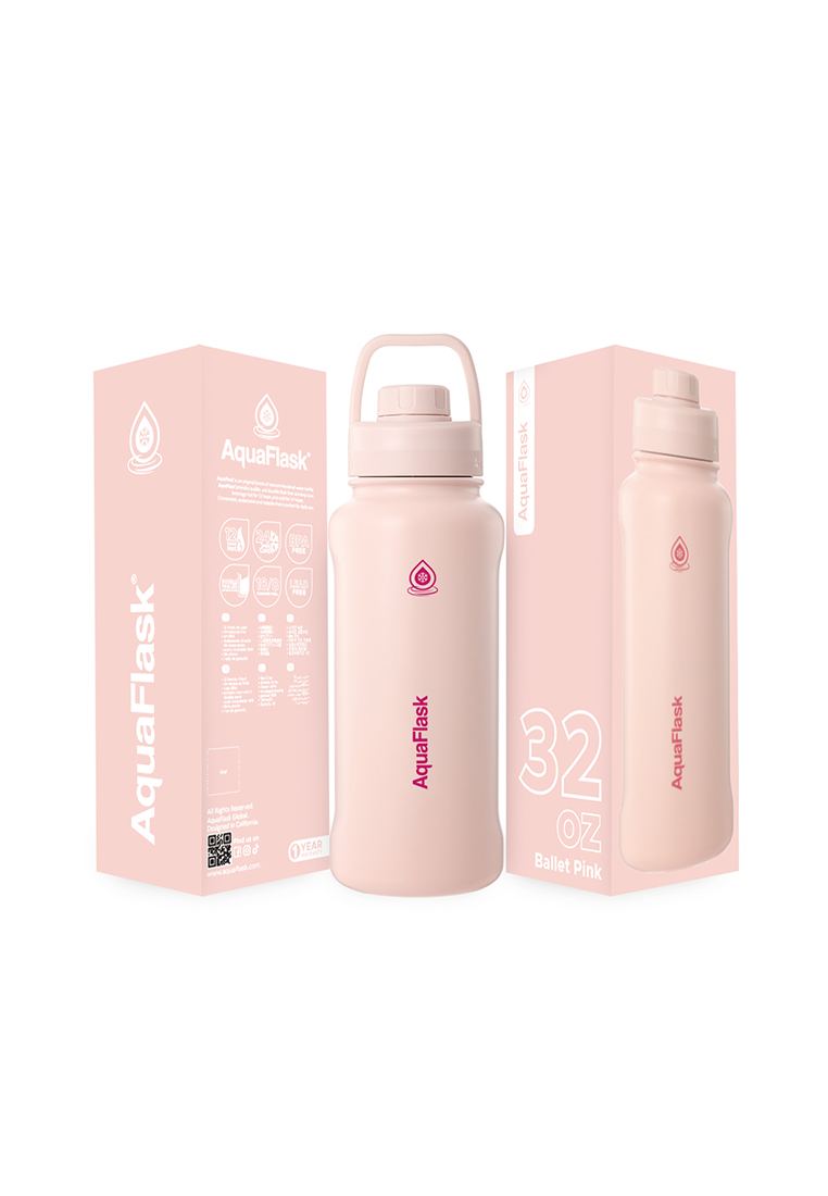 Aquaflask 32oz Ballet Pink New Sports Lid Bottle Wide Mouth Vacuum Insulated Stainless Steel Drinking Water Bottle