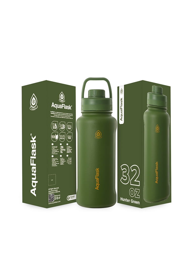 Aquaflask 32oz Hunter Green New Sports Lid Bottle Wide Mouth Vacuum Insulated Stainless Steel Drinking Water Bottle