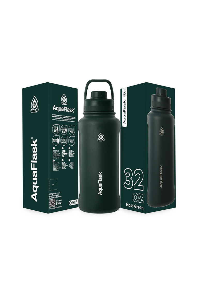 Aquaflask 32oz Moss Green New Sports Lid Bottle Wide Mouth Vacuum Insulated Stainless Steel Drinking Water Bottle