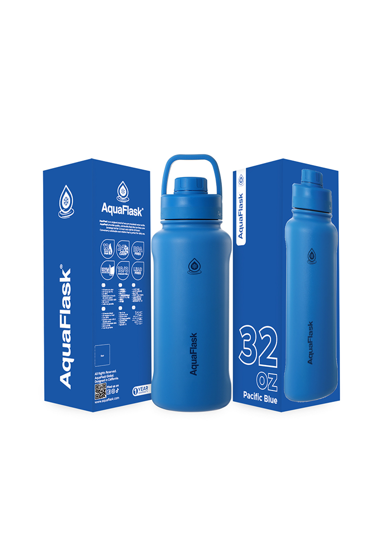 Aquaflask 32oz Pacific Blue New Sports Lid Bottle Wide Mouth Vacuum Insulated Stainless Steel Drinking Water Bottle