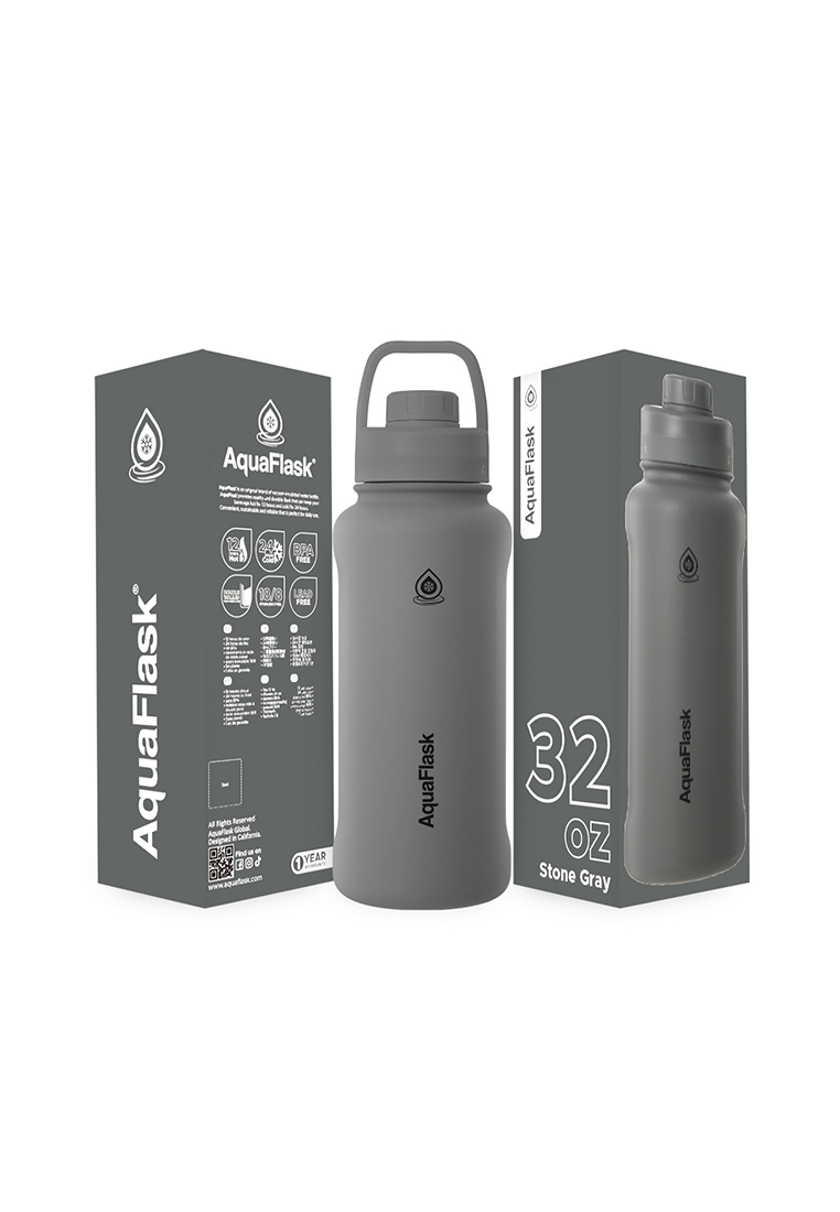Aquaflask 32oz Stone Gray New Sports Lid Bottle Wide Mouth Vacuum Insulated Stainless Steel Drinking Water Bottle