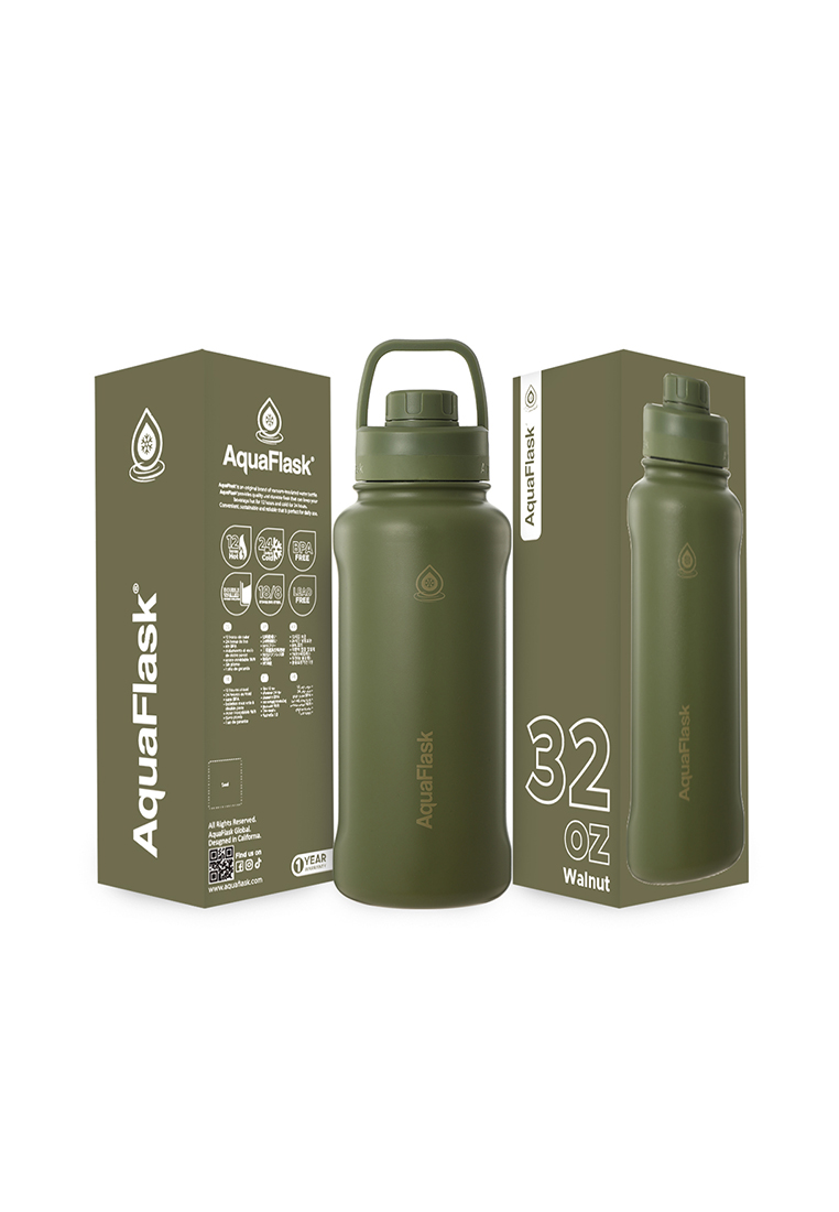 Aquaflask 32oz Walnut New Sports Lid Bottle Wide Mouth Vacuum Insulated Stainless Steel Drinking Water Bottle