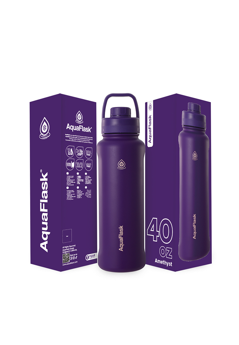 Aquaflask 40oz Amethyst New Sports Lid Bottle Wide Mouth Vacuum Insulated Stainless Steel Drinking Water Bottle