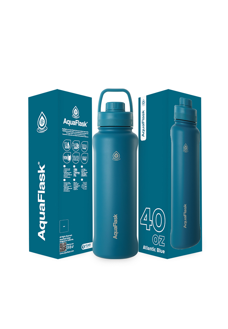 Aquaflask 40oz Atlantic Blue New Sports Lid Bottle Wide Mouth Vacuum Insulated Stainless Steel Drinking Water Bottle