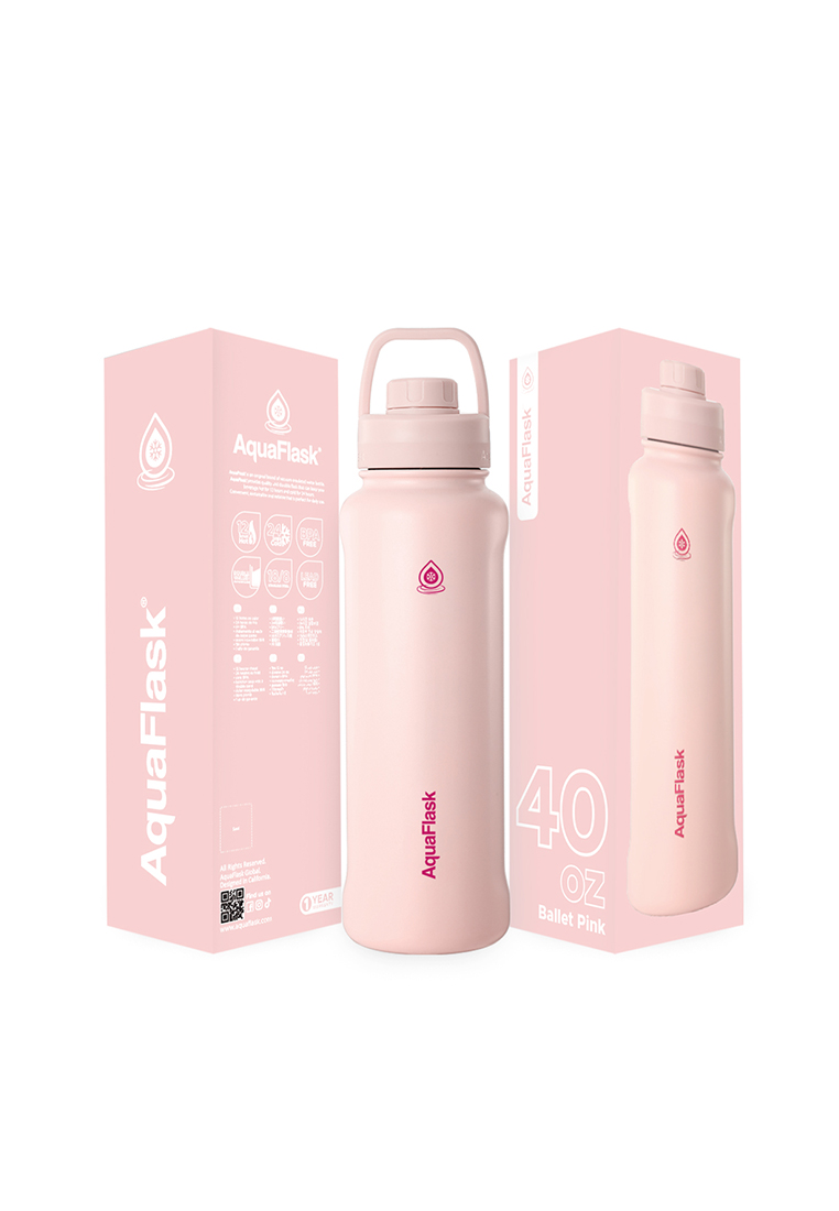 Aquaflask 40oz Ballet Pink New Sports Lid Bottle Wide Mouth Vacuum Insulated Stainless Steel Drinking Water Bottle
