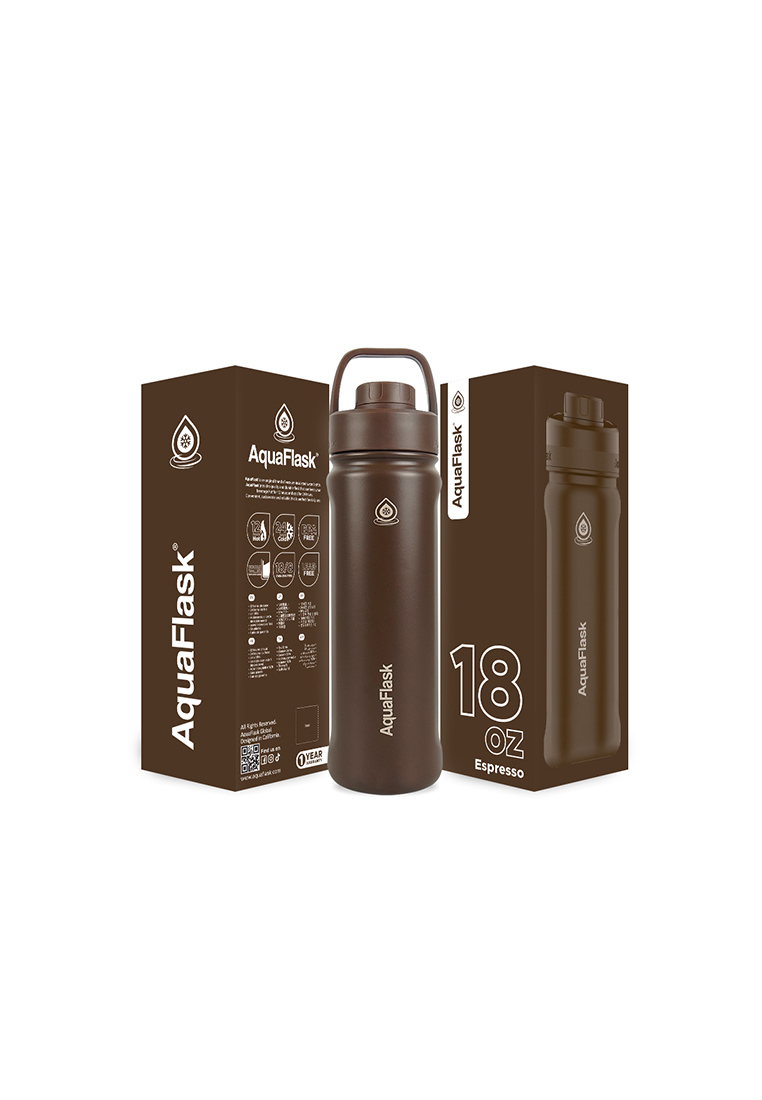 Aquaflask 18oz Espresso New Sports Lid Bottle Collection Vacuum Insulated Drinking Water Bottle 