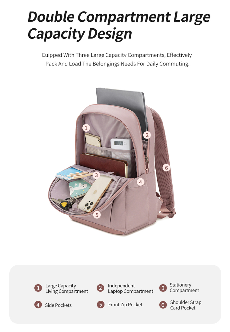 Chantria Urban Casual Shockproof 15.6 Laptop Compartment Waterproof Backpack for Women