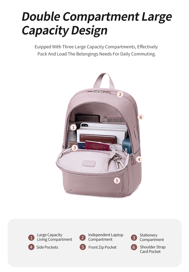 Chantria Shockproof 15.6 Laptop Compartment USB Port Waterproof Backpack for Women