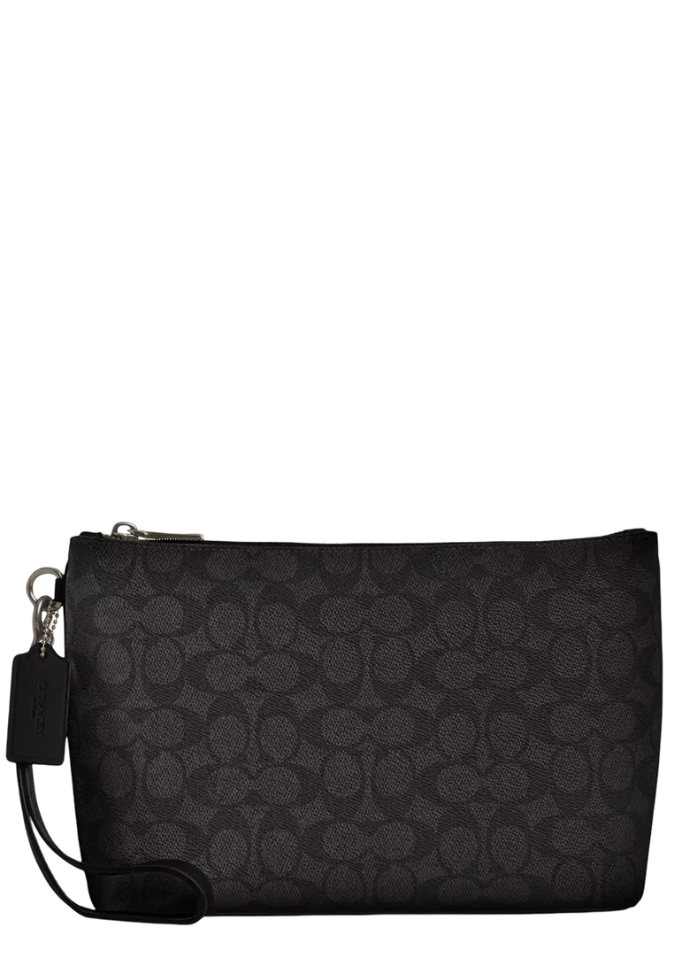 Coach Pouch In Signature Canvas - Charcoal/ Black CCF32