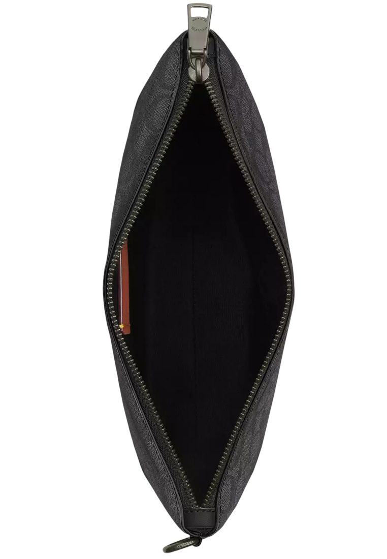 Coach Pouch In Signature Canvas - Charcoal/ Black CCF32