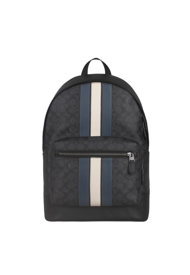 Coach West Backpack In Signature Canvas With Varsity Stripe CV922