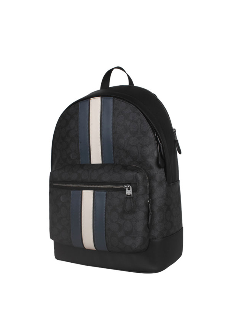 Coach West Backpack In Signature Canvas With Varsity Stripe CV922