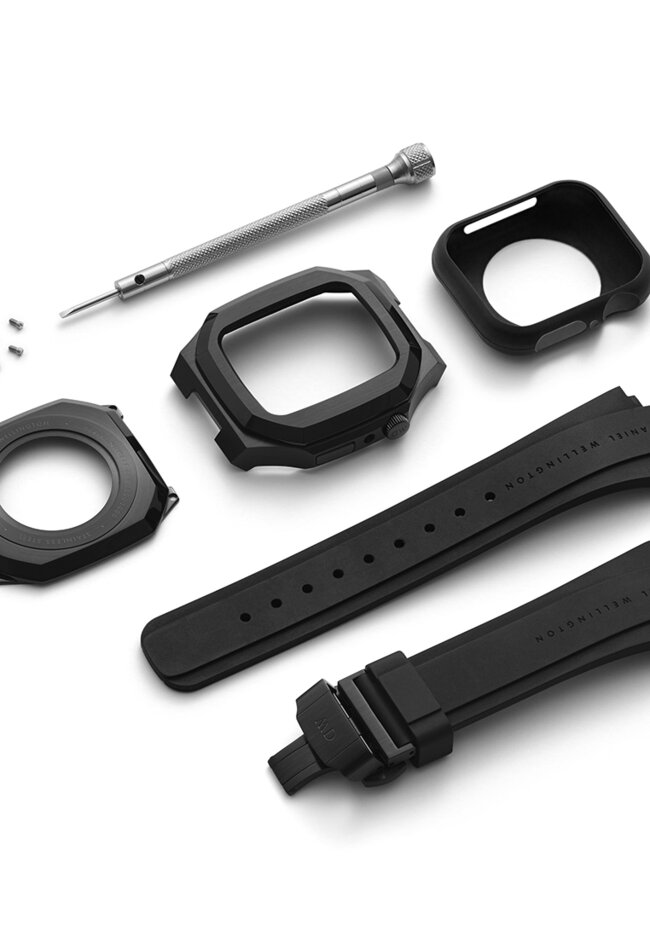 Daniel Wellington Switch Balck 40mm - Smart watch case for Apple watch series 4, 5, 6 & SE - Stainless steel case with rubber strap -DW OFFICIAL