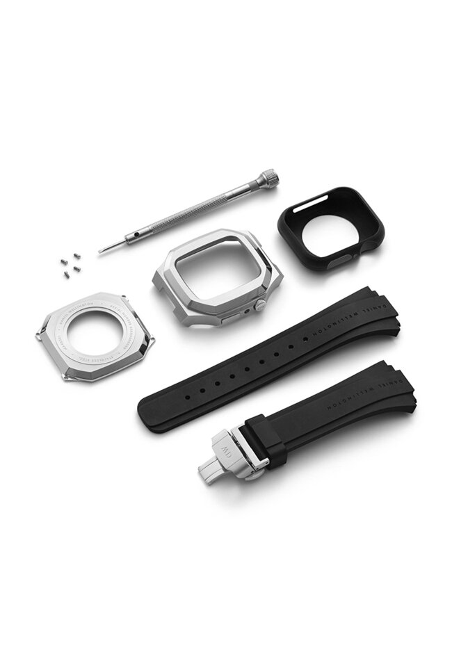 Daniel Wellington Switch Sliver 40mm - Smart watch case for Apple watch series 4, 5, 6 & SE - Stainless steel case with rubber strap -DW OFFICIAL