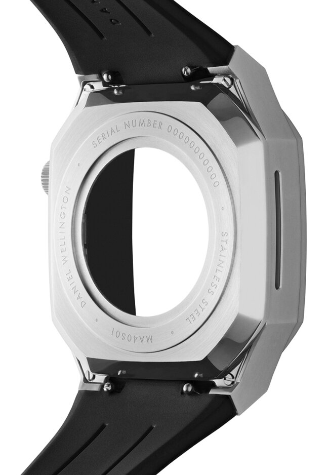 Daniel Wellington Switch Sliver 40mm - Smart watch case for Apple watch series 4, 5, 6 & SE - Stainless steel case with rubber strap -DW OFFICIAL