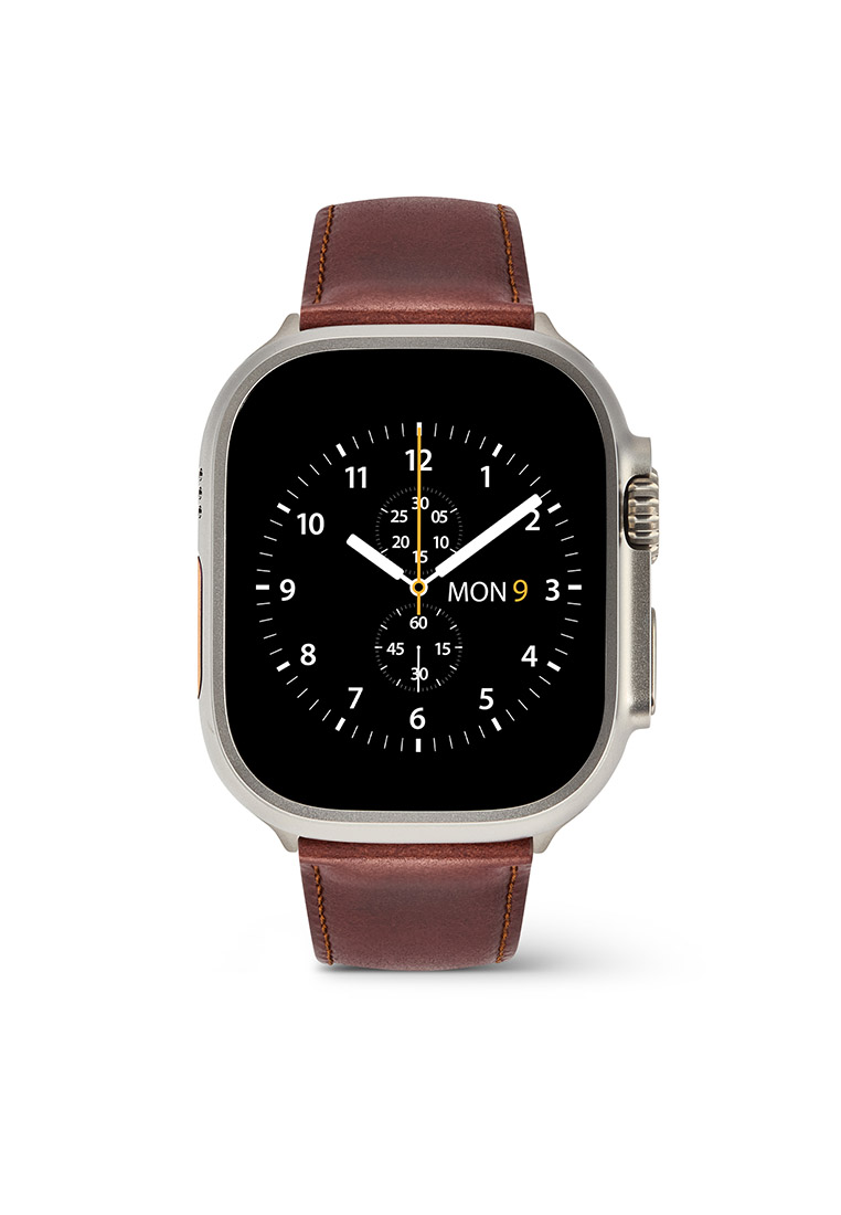 Daniel Wellington 22mm Smartwatch Strap - St Mawes Silver Leather Strap For Apple Watch Ultra 49mm