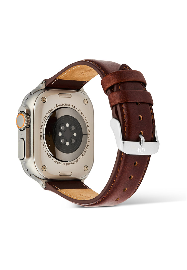 Daniel Wellington 22mm Smartwatch Strap - St Mawes Silver Leather Strap For Apple Watch Ultra 49mm