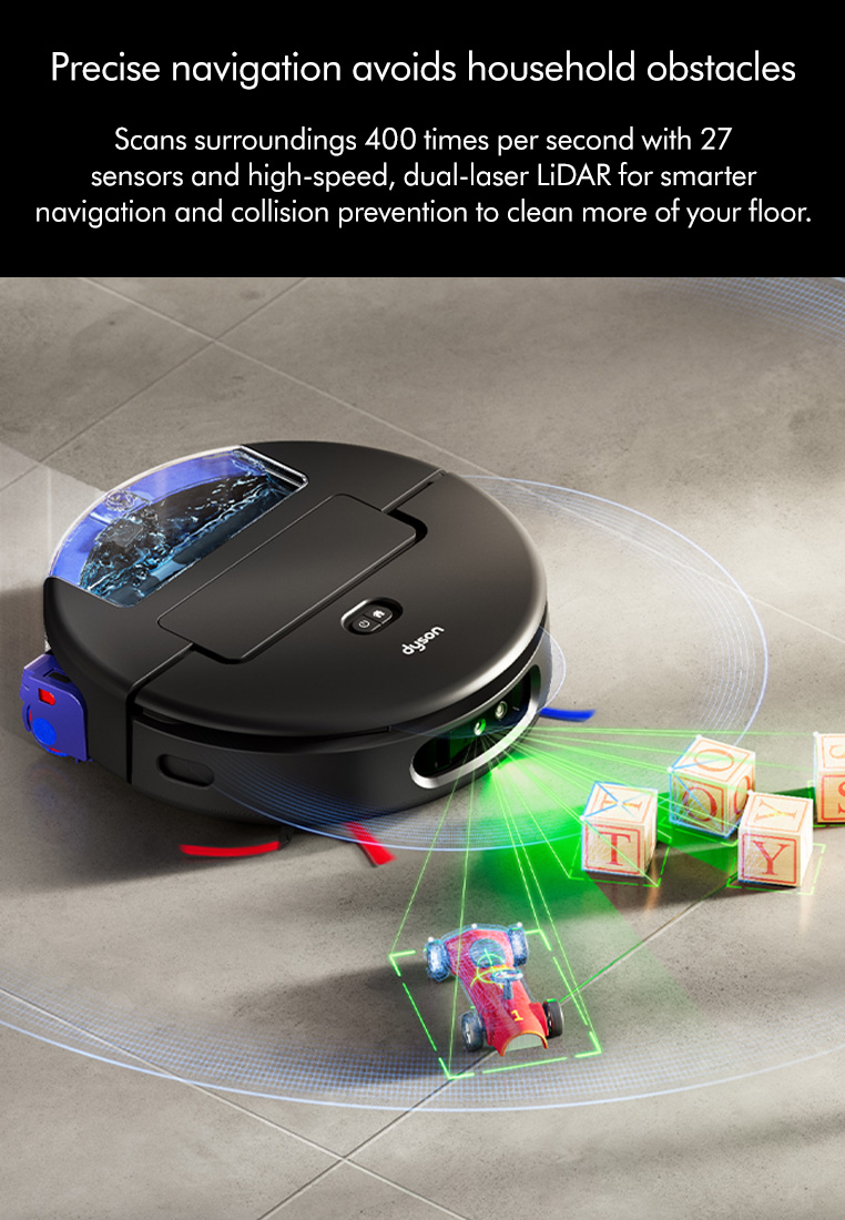 Dyson Spot + Scrub Ai Wet & Dry Robot Vacuum Cleaner | Eliminates Hidden Stains Using Advanced Ai