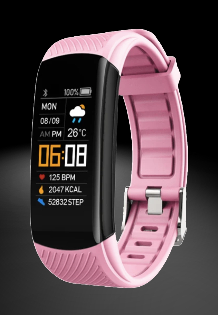 EGLANTINE 2 IOS/Android Waterproof Fitness SmartWatches, Heart Rate Monitoring, Weather, Clock - Black / Pink