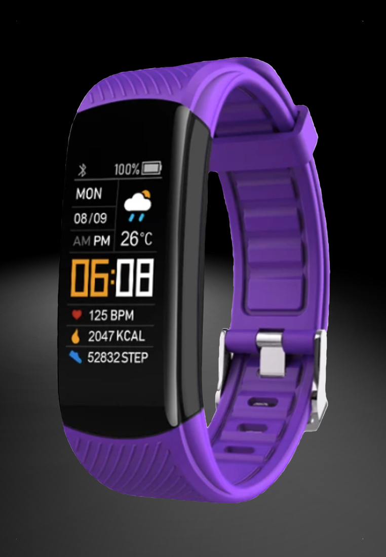 EGLANTINE 2 Unisex IOS/Android IP Black Waterproof Fitness SmartWatches, Heart Rate Monitoring, Weather, Clock - One all black / One Black and Deep Purple