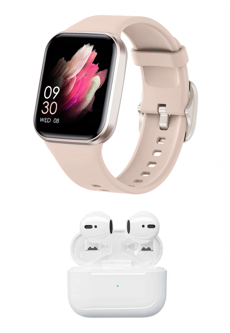 EGLANTINE Unisex IOS/Android SmartWatch + 5s PRO MINI Wireless Earbuds - White