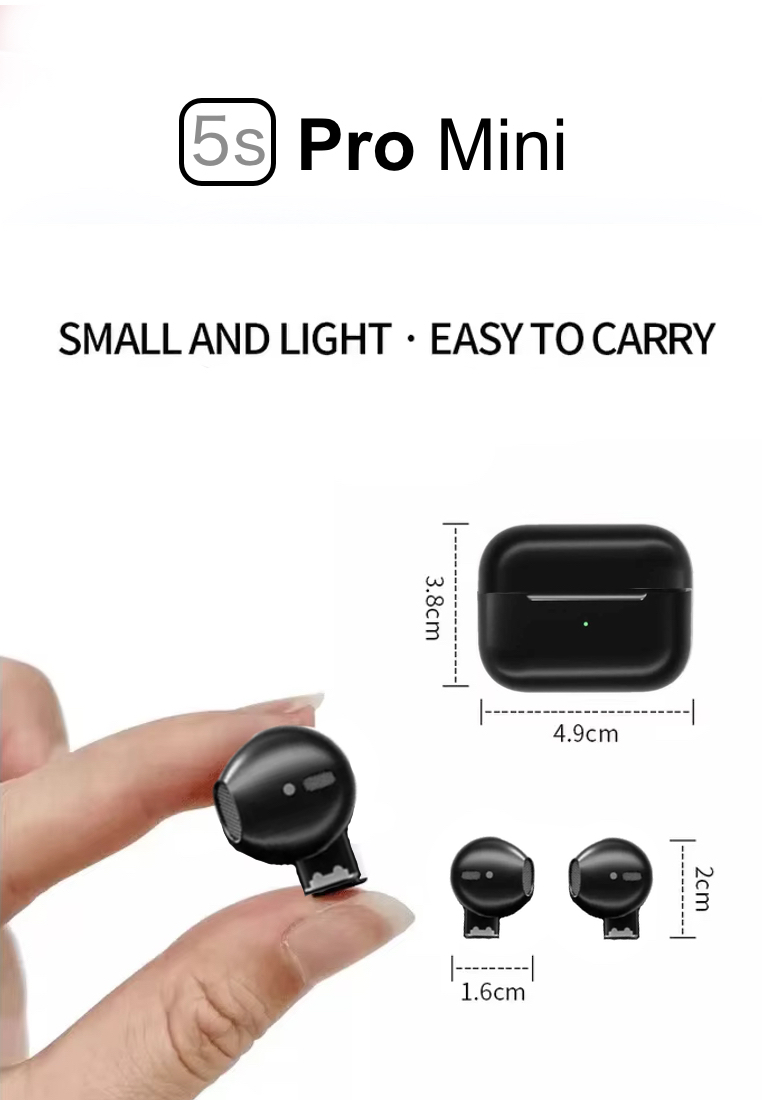 EGLANTINE 5s PRO MINI Wireless Earphones - Black + Mini Wireless Bluetooth Retro Vintage Speaker - Black