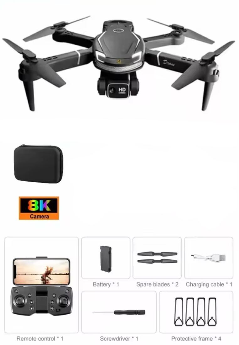 EGLANTINE Value Deal - Unisex IOS/Android Black SmartWatch + 5s PRO MINI TWS wireless earphones + 8K Drone
