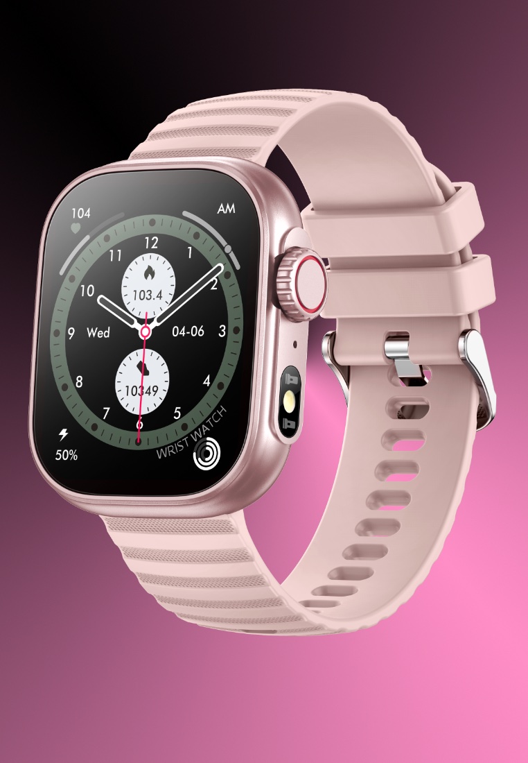 EGLANTINE Ladies Smart Watch, Silicone Strap - Multi-functions - Bluetooth Call - Flash light IOS/Android