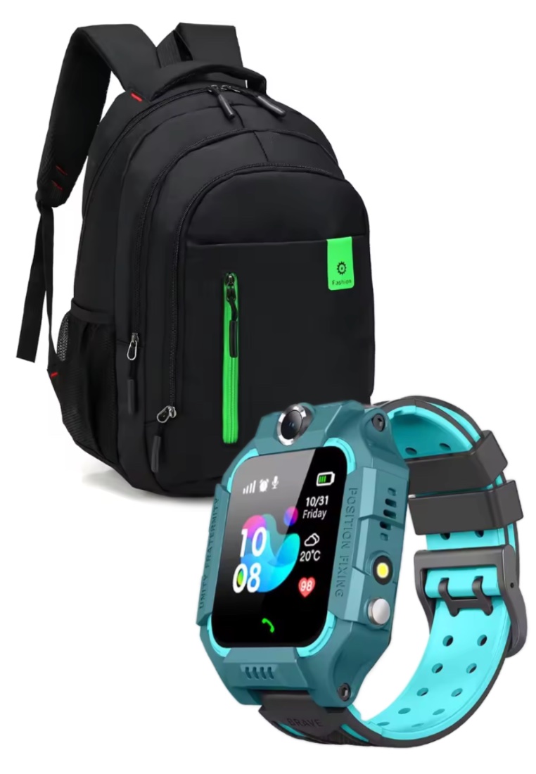 EGLANTINE Back to School Set : Smart Watch + School Bag - Kids/Teenagers Smartwatch - Sim Card Calls - GPS Location Tracking - SOS Button - Camera - IOS / Android - IP67 Waterproof