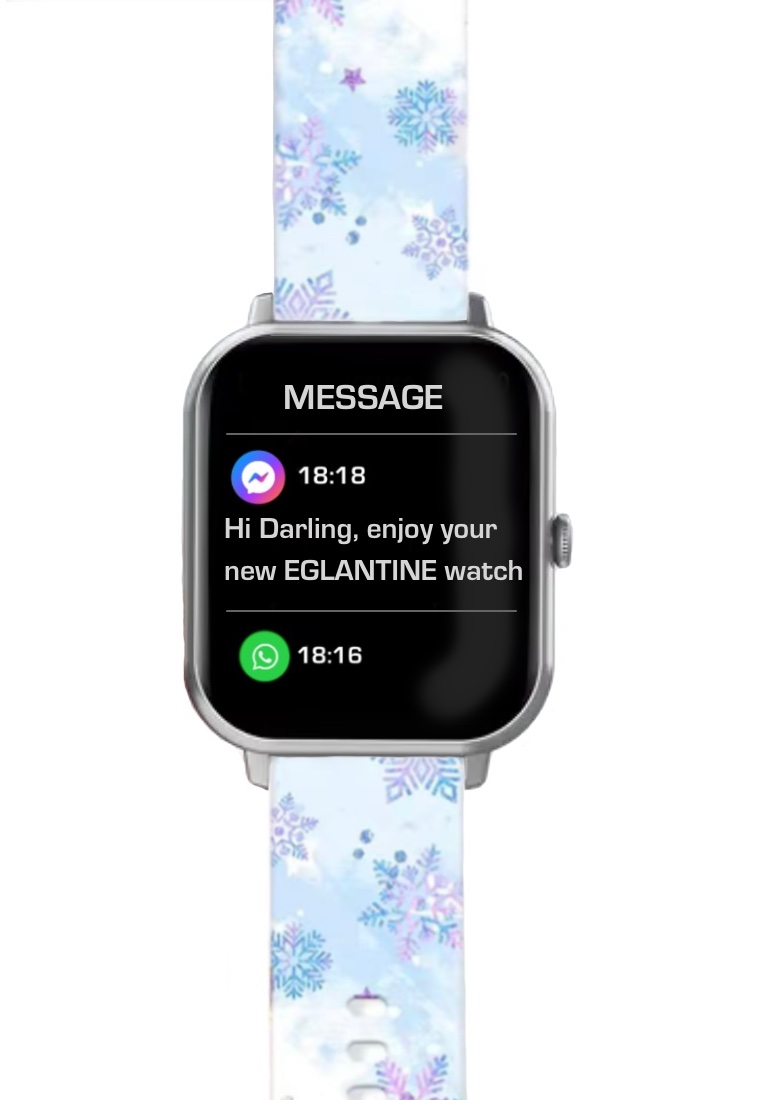EGLANTINE FROST Special Edition Smart Watch - IOS/Android Silver SmartWatch with 2 Rubber Straps (Grey/FROST) + 5s PRO Mini Earphone Purple