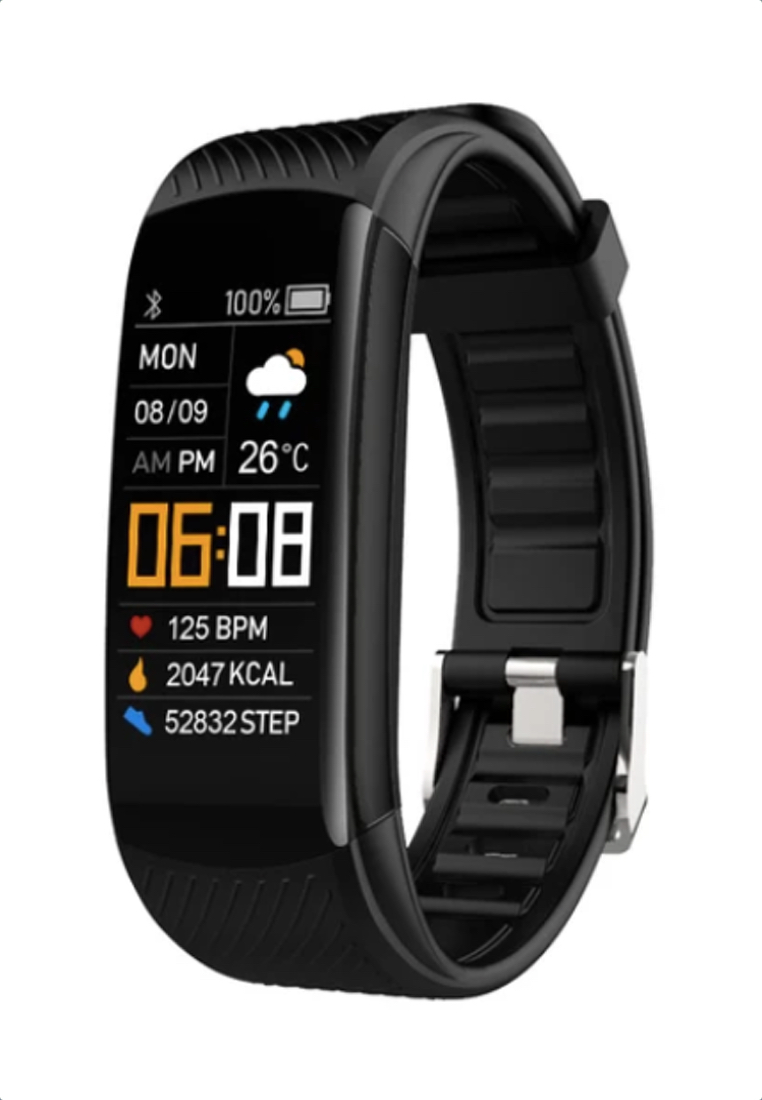 EGLANTINE Gift Set - Fitness Smart Watch / MOHLIA® 24K plated Infinity Rose - Unisex IOS/Android IP Black Waterproof Fitness SmartWatch, Heart Rate Monitoring, Weather, Clock, with Black Rubber Strap